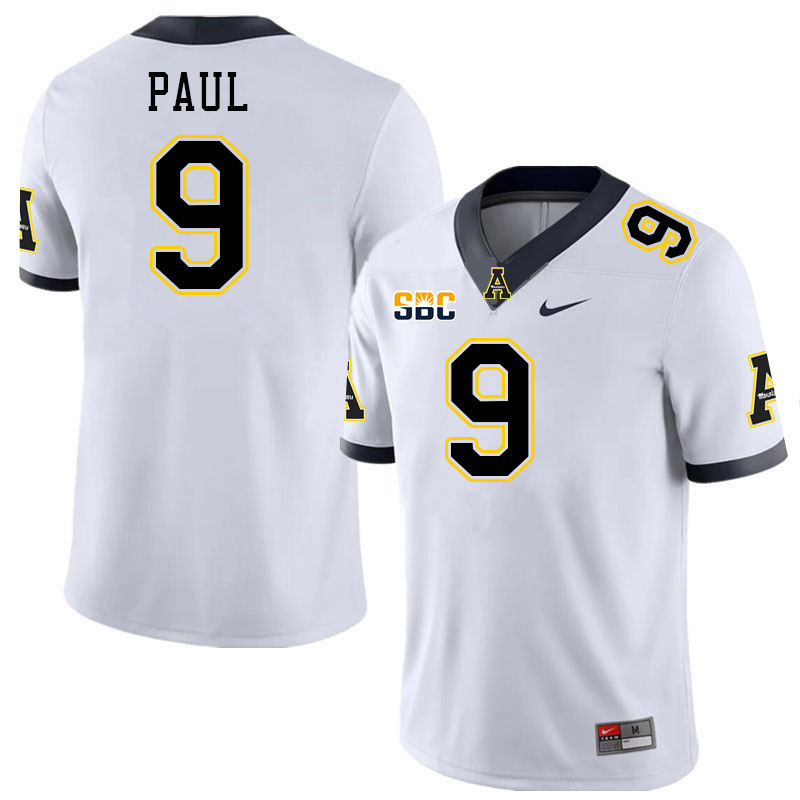 Men #9 Jarrett Paul Appalachian State Mountaineers College Football Jerseys Stitched Sale-White